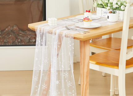 Windkream White Snowflake Table Runner 29x120 Inch