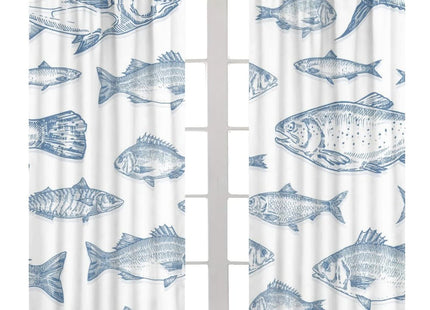 INSFBRB Watercolor Nautical Fish Blackout Curtains for Living Room,Abstract Boho Retro Sea Animal Swiming Fish Window Drapes - Thermal Insulated and Noise Reduction,2 Panels 45L x 21W