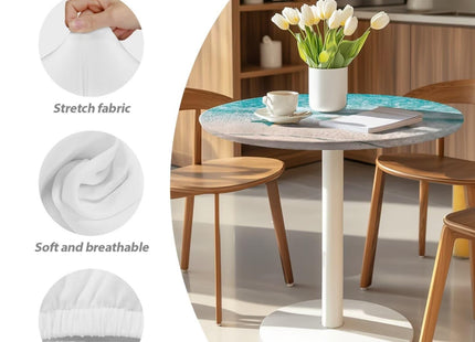 Garucesta Round Tablecloth 24'' Diameter Cocktail Table Topper Cap Cover Washable Round Stretch Highboy Table Covers Cloths with Elastic Edge for Home Decor, Starfish Beach
