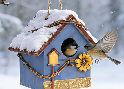 DEWEL Bird Houses for Outside Clearance, Hanging Birdhouses for Outdoors, Garden Wooden Blue Bird Houses for Outdoors, Bird Nesting Box for Bluebird Finch Swallow Wren Chickadee, Gift for Bird Lovers
