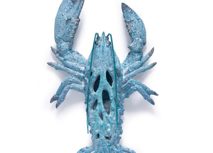 Hodao 12.25“ Blue Coral Lobster Figurine Decor for Coastal Home Decor, Ocean Inspired Resin Figurine for Wall, Nautical Beach Bathroom Wall Hanging, Summer Coastal Home, Office Desk Gift