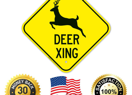 Deer Crossing with Graphic Sign,