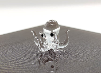 Sansukjai Octopus Tiny Micro Figurines Hand Blown Glass Art Animals Collectible Gift Home Decor (Clear O)
