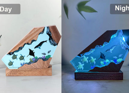 Humpback Whale Ocean Resin Lamp, Handmade Resin Night Light for Home Decor