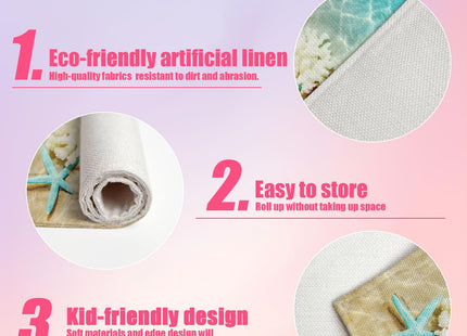 Beach Coastal Theme Placemats Set of 6,12x18 Inch Nautical Seashell Coral Linen Place Mat Washable Stain Resistant Table Mats for Spring Summer Seasonal Farmhouse Kitchen Party Home Decor