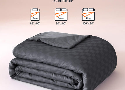 Amazon Basics Cooling Comforter, Soft Lightweight Waffle Weave Blanket for Hot Sleepers, Summer & All Season Bedding to Keep Cool for Night Sweats, 90"x90", Queen, Dark Gray