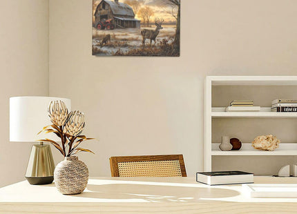 Estused Deer Wall Art Farmhouse Deer Wall Decor Rustic Old Barn 16"x12"