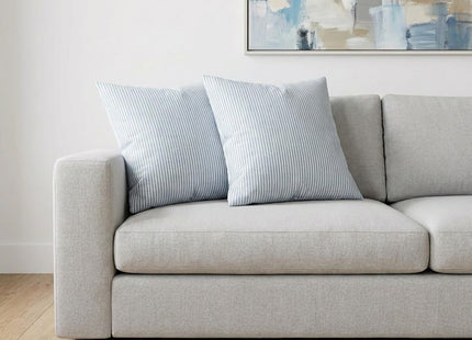 Coastal Decor Light Blue Striped Outdoor Throw Pillow Covers 20x20 Set of 2