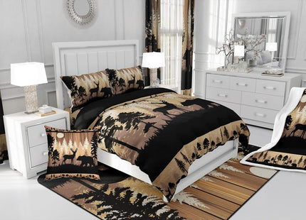 Feelyou Rustic Bear Deer Comforter Set Queen for Kids Boys Girls Bedding