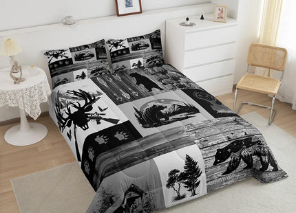 Feelyou Bear Paw Comforter Set - Toddler Size, Rustic Cabin Country Comforter Wildlife Bear Duvet Set - 2Pcs