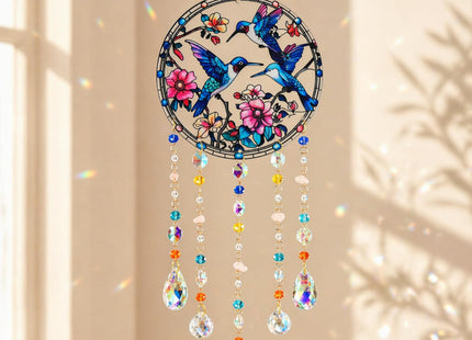 Hummingbird Suncatcher with Crystal Prism, Hummingbird Gift for Women Girl