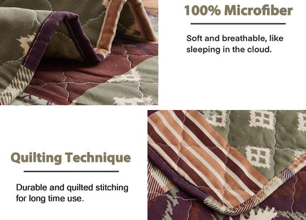 Lodge Bedding Set Twin Size Rustic Cabin Quilts Bear Forest Tree Printed Lightweight Reversible All Season Bedspread Coverlet with 2 Pillowshams