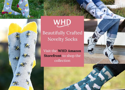 WHD Moose Pop Crew Socks for Women & Men | Black, Medium | 1-Pack