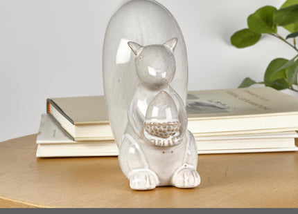 Elements White Squirrel Ceramic Figurine, 7.68x3.23x7 Inch
