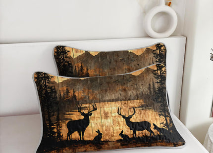 HOSIMA Forest Deer King Size Quilt Hunting Bedspread with 2 Pillowcases.