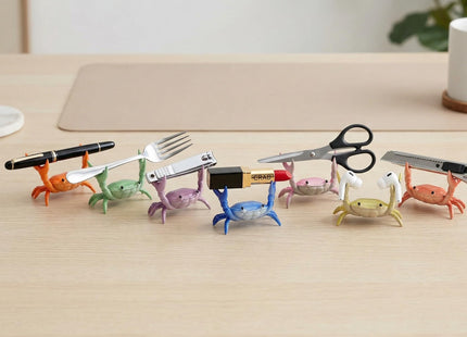 Crab Pen Holder for Desk - 4 PCs Crab Pen Holder, Creative Weightlifting Crab Pencil Stand Holder, Funny Desk Decor for Office Desks, Pencil Stand Holder, Cute Office Decor at Home, School, Studio