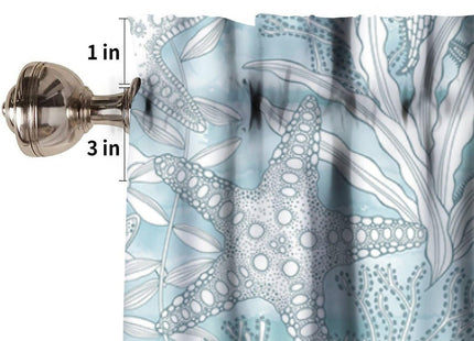YSWOW Nautical Coastal Valance Curtain Beach Sea Starfish Coral Art Printed Window Drapes for Bedroom Living Room Decor W54xL18in Fabric 1 Panel