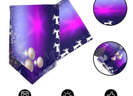 ALAZA Double-Sided Christmas Purple Snowflakes Christmas Tree Santa Claus on Deer Table Runner 18x72 Inches Long,Table Cloth Runner for Wedding Birthday Party Kitchen Dining Home Everyday Decor 28