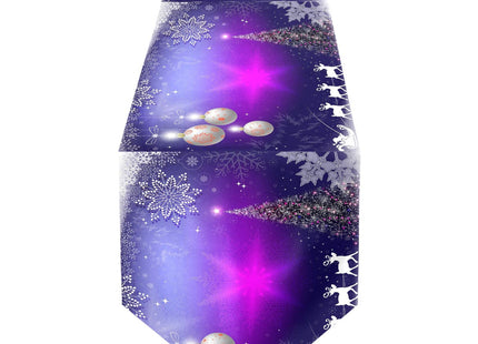 ALAZA Double-Sided Christmas Purple Snowflakes Christmas Tree Santa Claus on Deer Table Runner 18x72 Inches Long,Table Cloth Runner for Wedding Birthday Party Kitchen Dining Home Everyday Decor 28