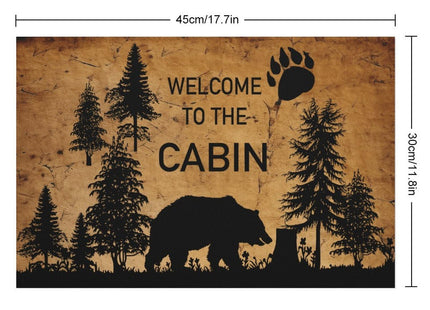 Rustic Bear Placemats Set of 4, Farmhouse Cabin Lodge Table Mats 12x18 Inch