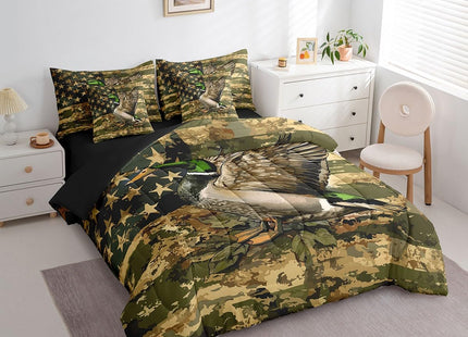 Feelyou Duck Camo 7 Piece Bedding Set Full Size for Boys Teens Kids Hunting Duck Comforter Set with Sheets Hunter Rustic Farmhouse Cabin Bed in a Bag Wild Home Decor