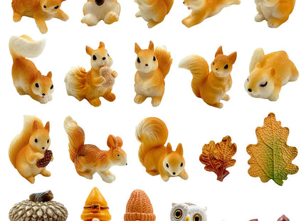 21 Mini Resin Squirrel,Miniature Squirrel Figurines for Garden Accessories