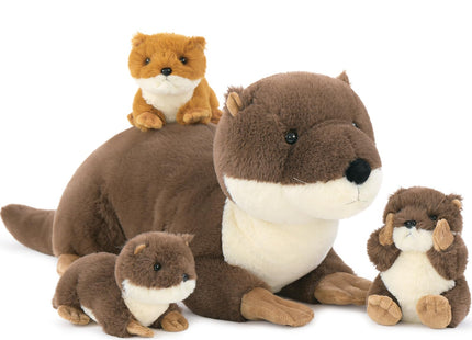 MaoGoLan 4pc River Otter Stuffed Animal with 3 Babies Inside-24in Giant Lifelike Soft Otter Plush Toys-Cuddly Wildlife Stuffed Animal for Kids