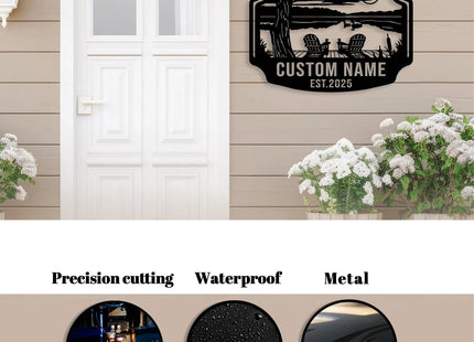 Personalized Lake House Metal Sign, Forest Lake Decor, Custom Lake House Name Sign, Outdoor Camping Plaque, Front Porch Decor,Cabin Sign (Style-6)