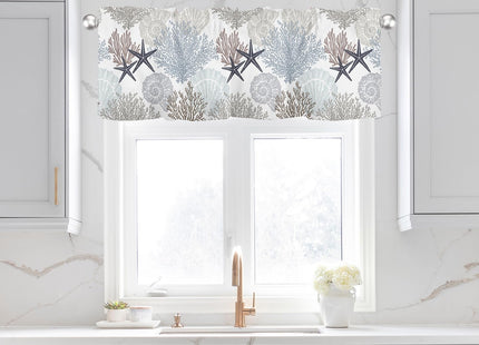 FJWMZ Summer Curtains Valances for Windows Coastal Seashell Window Valance