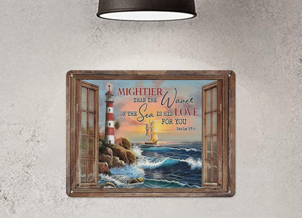FixeLLD Rustic Retro Metal Tin Sign Nautical Lighthouse Wall Art Coastal Ocean Lighthouse Pictures Wall Decor Inspirational Print Novelty Aluminum Sign for Home Coffee Wall Decor 12x16 Inch