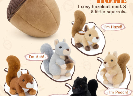 MorisMos Squirrel Stuffed Animal with Acorn House, Soft Squirrel Plush Toy