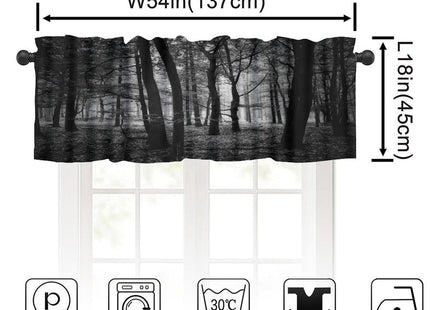 AAVEUP Dark Forest Valance Curtain Gothic Mist Black Nature Eerie Forest Plants Window Treatment Valances Curtains for Kitchen Living Room Bedroom 54x18 in