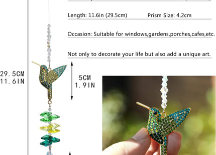 Rhinestone Hummingbird Crystal Suncatcher Prism Hanging Window Ornament