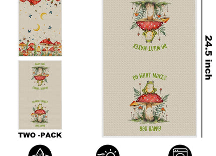 2 Pcs Mushroom Kitchen Towels, Butterfly Soft Absorbent Tea Hand Towel