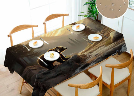 Swono Grizzly Bear Tablecloths Animal Bear Brook Canyon Forest Mountain Nature Kitchen Dinning Tabletop Decoration, Polyester Table Cover for Indoor Outdoor 50x72 Inch Tablecloth