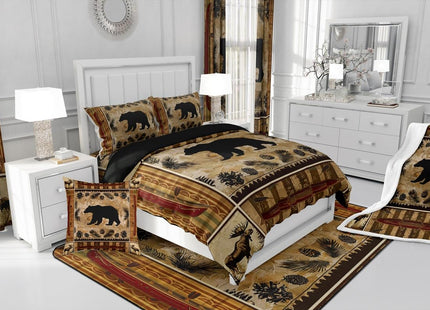 Feelyou Black Bear Comforter Set Twin Size for Kids Boys Girls Bedding Set