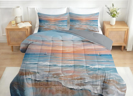 Nesker Twin Comforter Set, 2 Pieces Ocean Beach Bedding, All Season