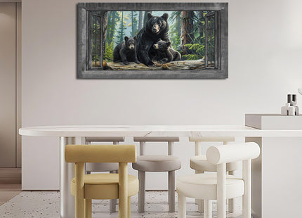Large Wall Art Black Bear Canvas Cabin Living Room Pictures Prints Forest Oversize Wall Decor Animal Painting Artwork for Bedroom Dining Office Home 60"x30"