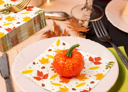 100 PCS Fall Cocktail Napkins, 3-Ply Maple Leaf Acorn Paper Napkins