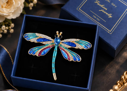Soumimi Enamel Blue Dragonfly Brooch Pin