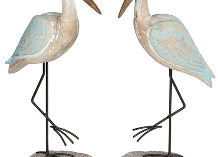 EVINIS Seagull Statues Coastal Decor, Wooden Sea Birds Sculptures for Home Room Nautical Coastal Beach Decor, 2pcs (Light Brown)