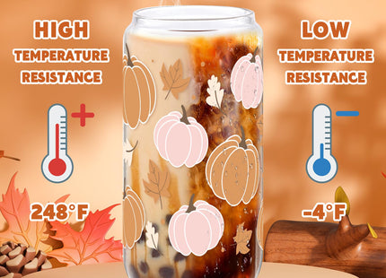 2 Pcs Fall Pumpkin Glass Cup With Lid & Straws Pumpkin Gifts for Women