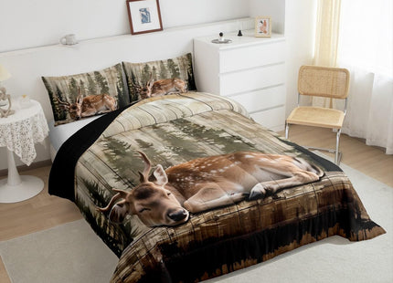 Feelyou Deer Comforter Set Hunting Bedding Set for Kids Boys Girls Wild Animal Comforter Rustic Cabin Quilt Set Bedroom Collection 2Pcs Toddler Size