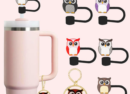 Owl Straw Topper, 10mm (0.4in) Cute Owl Straw Topper, Covers for Stanley Cup - Owl Accessories, Decor, Stuff, Things, Birthday Decoration, Gifts for Lovers, Women, Kids, Girls