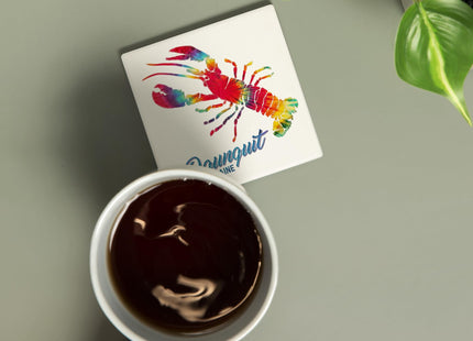 Lantern Press Ogunquit, Maine, Lobster, Tie Dye (Absorbent Ceramic Coaster, Single, Cork Back, Kitchen Table Decor)