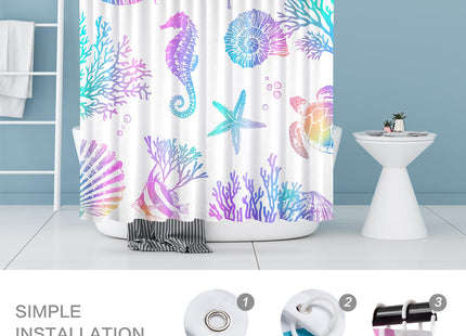 Nautical Coastal Shower Curtain, Beach Shower Curtain for Bathroom