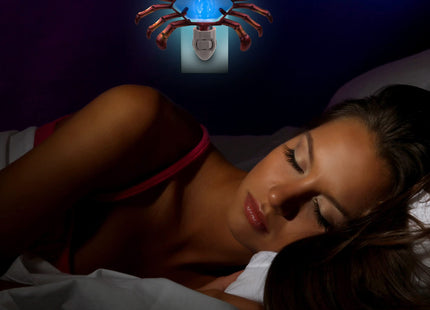 Puzzled Glass Art Night Light, Plug in Decorative Socket Lamp, Manual On & Off Portable Lights for Stairway, Bedroom, Bathroom, Nursery, Home Accessory & Kitchen Decor - Crab
