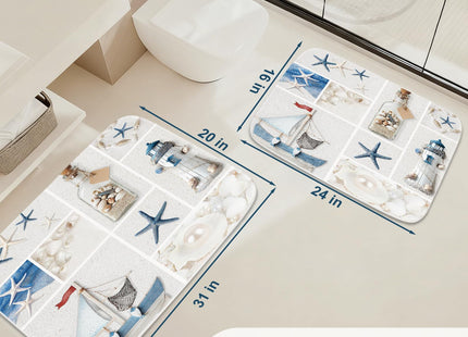 Final Friday Beach Nautical Ocean Animals Bath Rugs Non Slip Shower Mat Bathroom Decor Door Rug (16x24 inches, Animals Coral) Blue