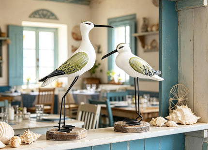 Meching 2 Pcs Wooden Seagull Figurine Sea Bird Statue Table Decorations Nautical Coastal Themed Centerpiece Decor for Home Decor Living Room Beach Party Beach Condo Table Display Holiday