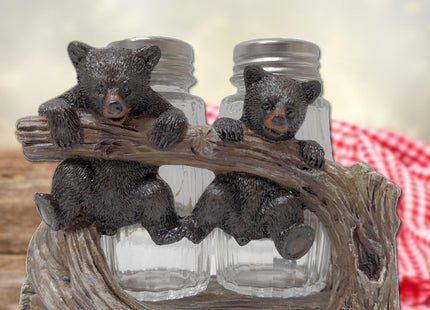 BestGiftEver Rustic Bear Salt and Pepper Shakers with Tree Branch Holder